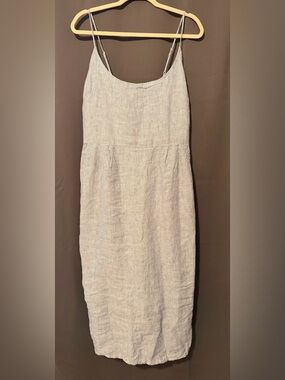 Quince 100% European Linen Scoop Neck Midi Dress
